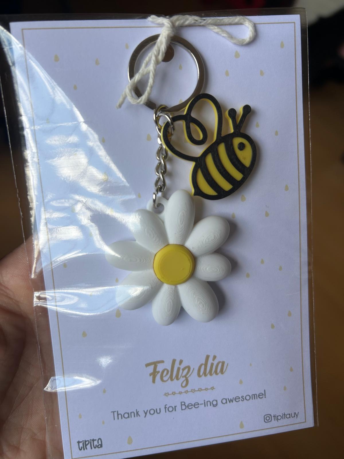 Llavero Flor y Abeja personalizado x 10